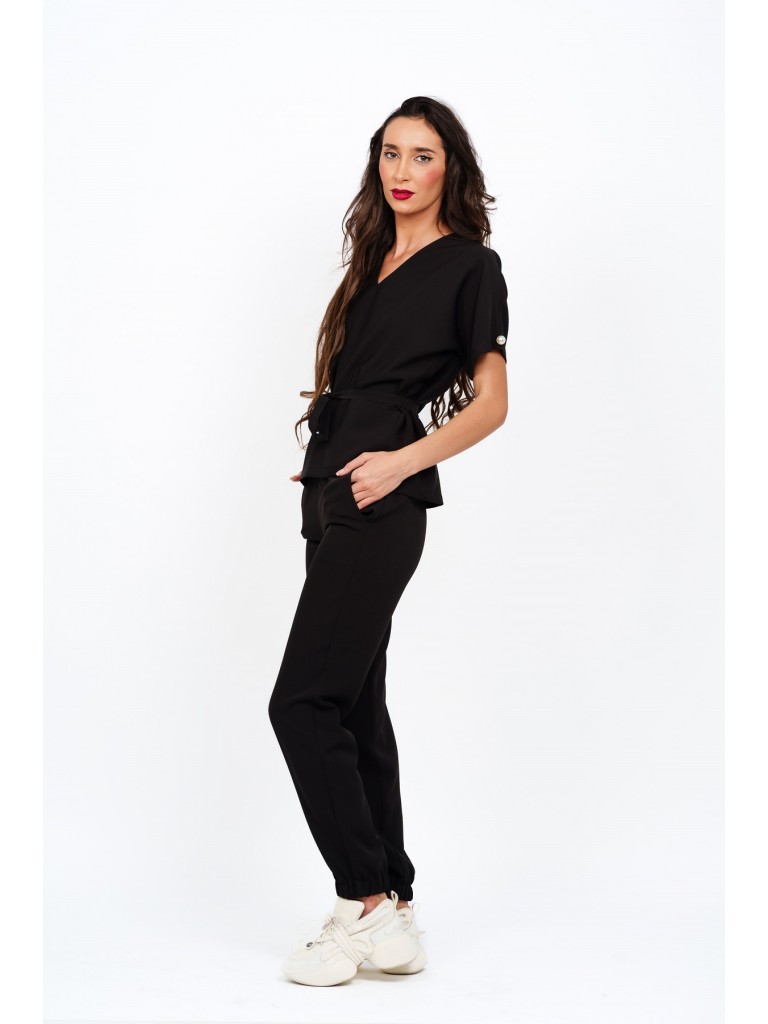 Costum medical dama, bluza si pantaloni, negru