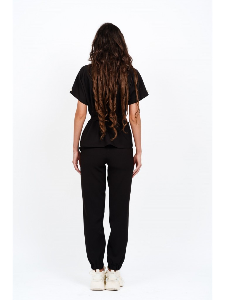 Costum medical dama, bluza si pantaloni, negru