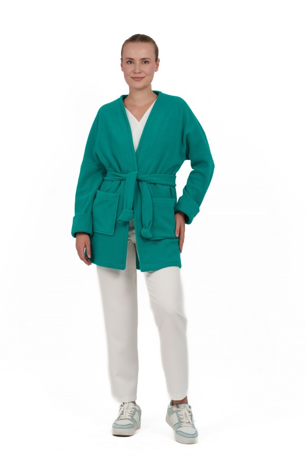 Halat medical dama, Polar Fleece, verde smarald (turcoaz)