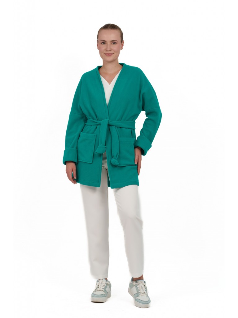 Halat medical dama, Polar Fleece, verde smarald (turcoaz)