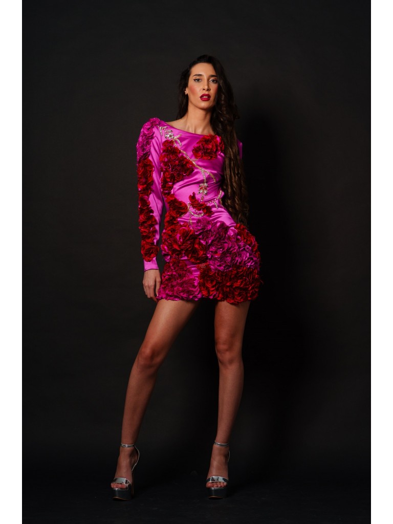 Rochie scurta fucsia, Laura Olteanu Couture 2024