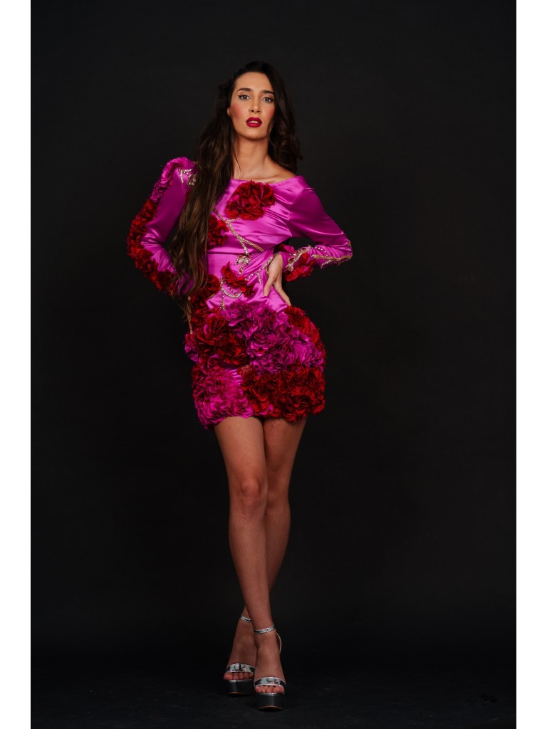 Rochie scurta fucsia, Laura Olteanu Couture 2024