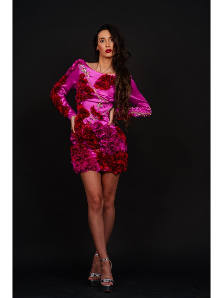 Rochie scurta fucsia, Laura Olteanu Couture 2024